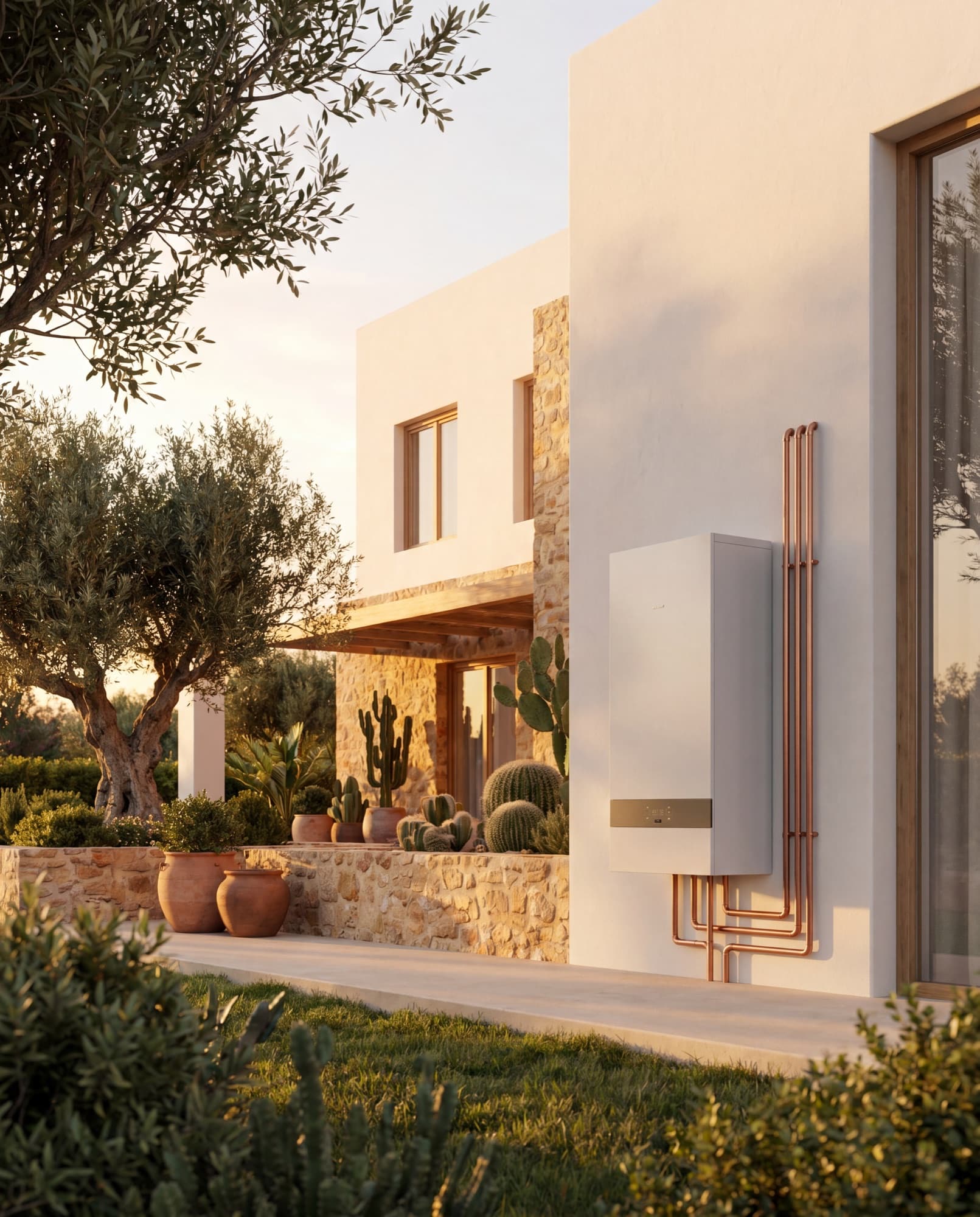 Pompe à chaleur installée sur une villa marocaine